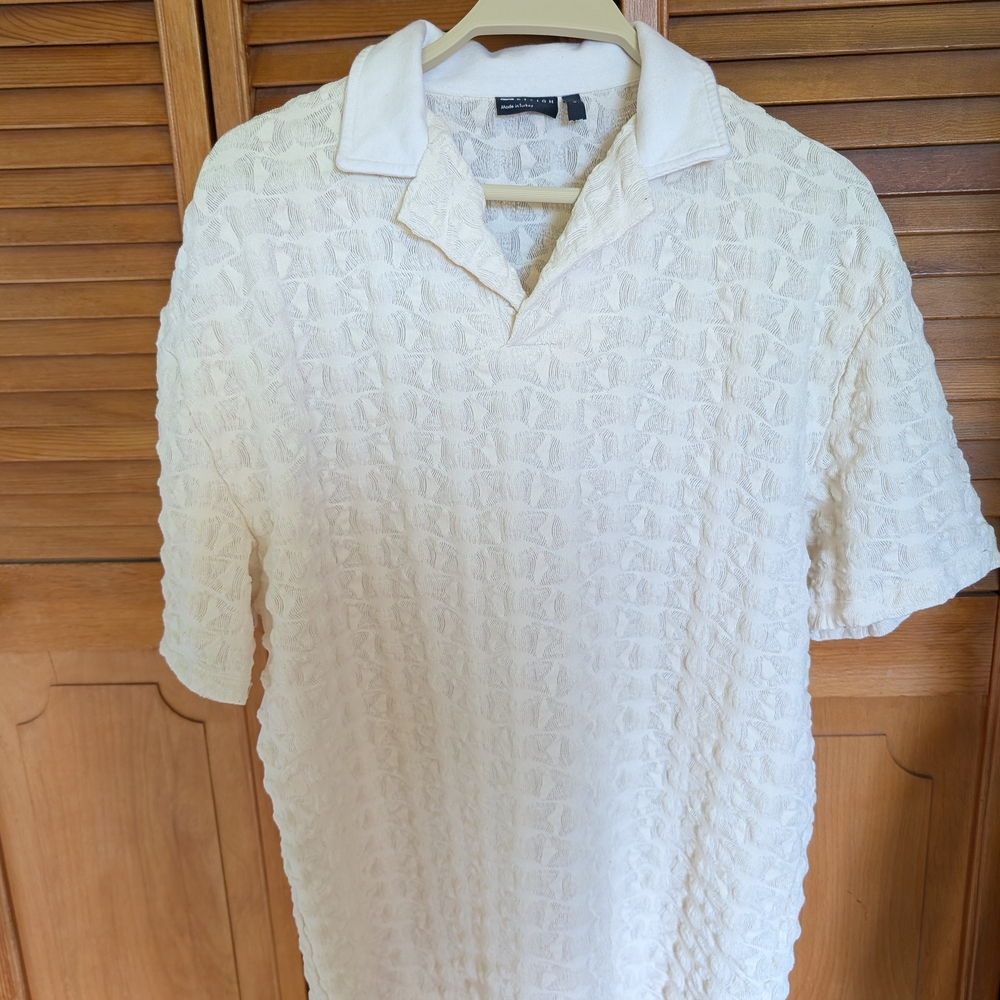 ASOS Cream Polo Shirt with Textured Knit Design